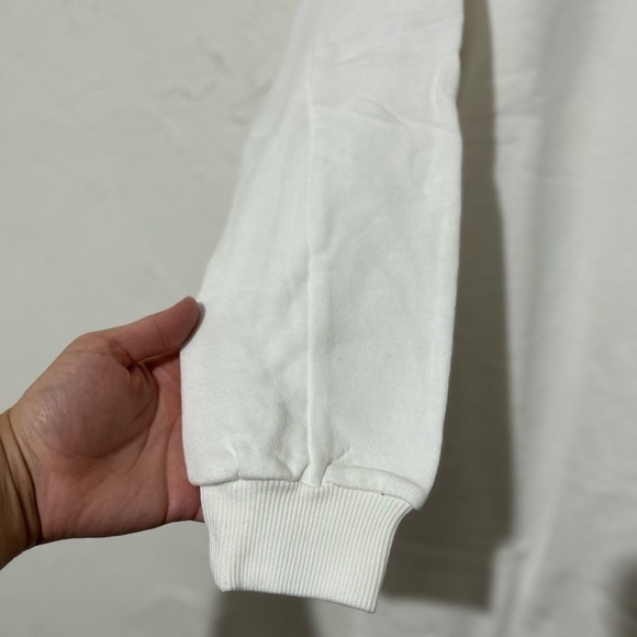 Boohoo White Long Sleeve Ruched Sweatshirt Dress Sz XS | Casual Chic Fall Outfit - Picture 7 of 11